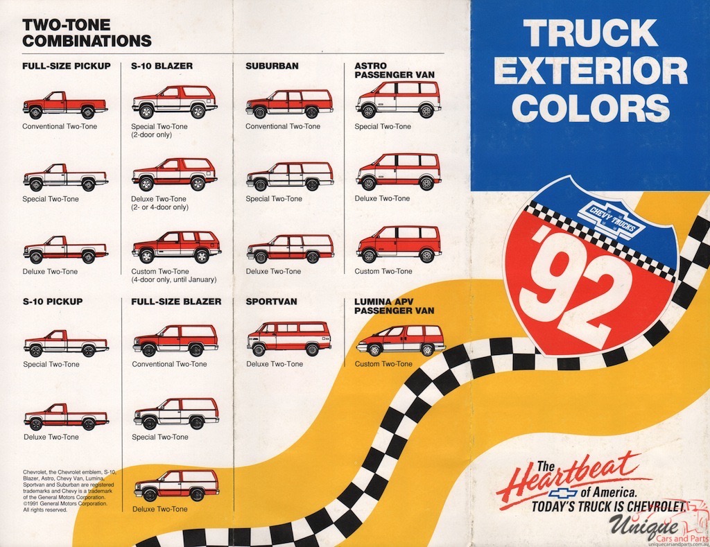 1992 GM Chevy Truck And Commercial Paint Charts Corporate 2